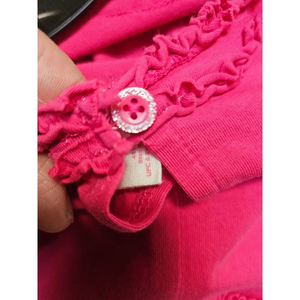 90s OshKosh Bgosh Girls Pink Ruffle Tiered Long Sleeve Knit Dress Toddler 2T